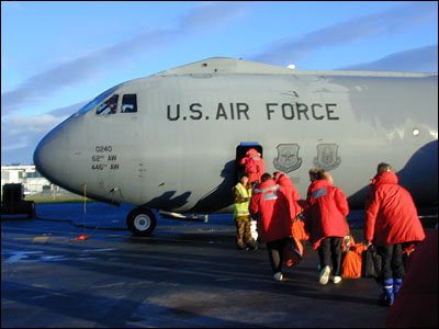 Boarding C-141 in Christchurch, New Zealand