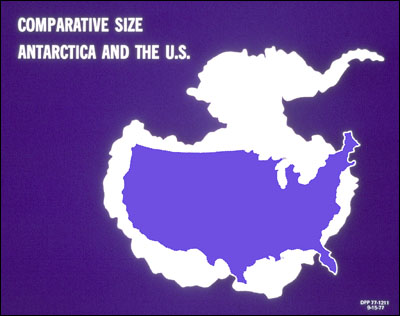 Comparative size between Antarctica & the U.S.