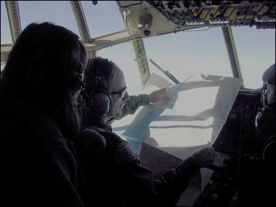 In the cockpit of the C-130