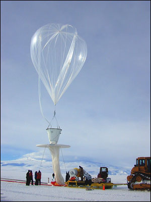 Small balloon lifting the telescope