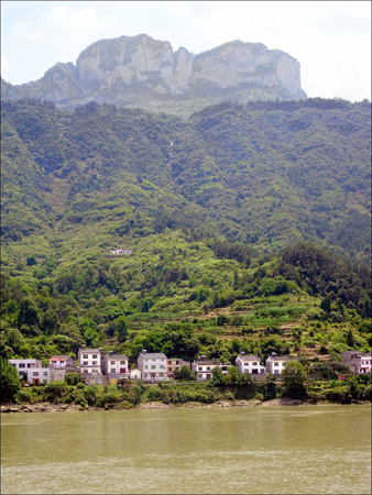 Village and Mountains along the river