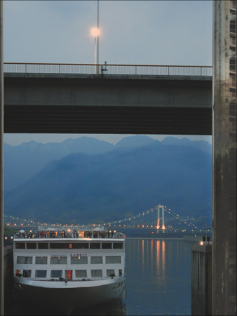 Xiling Yangtze Bridge from the Three Gorges Dam
